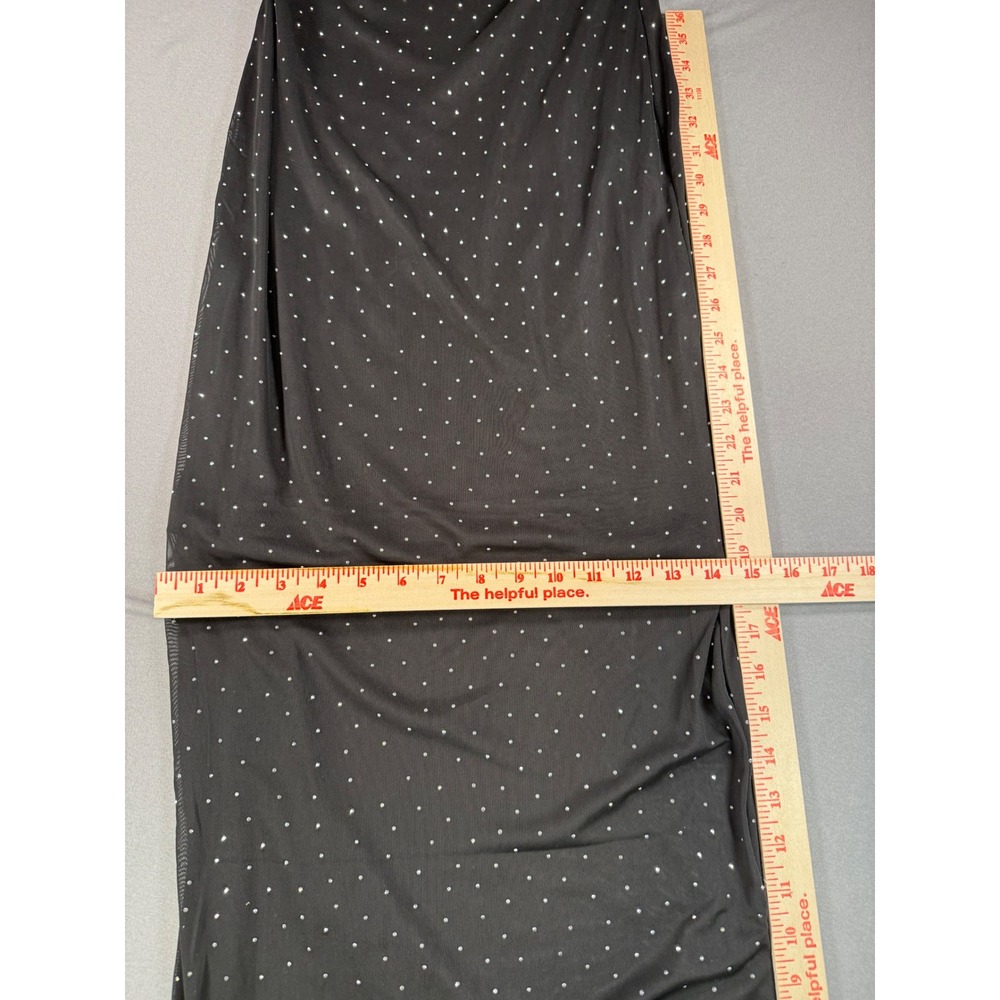 NWT LIZ & SARA Large Black Maxi Slip Dress Rhinestone Embellished Spag. Strap - Picture 7 of 8